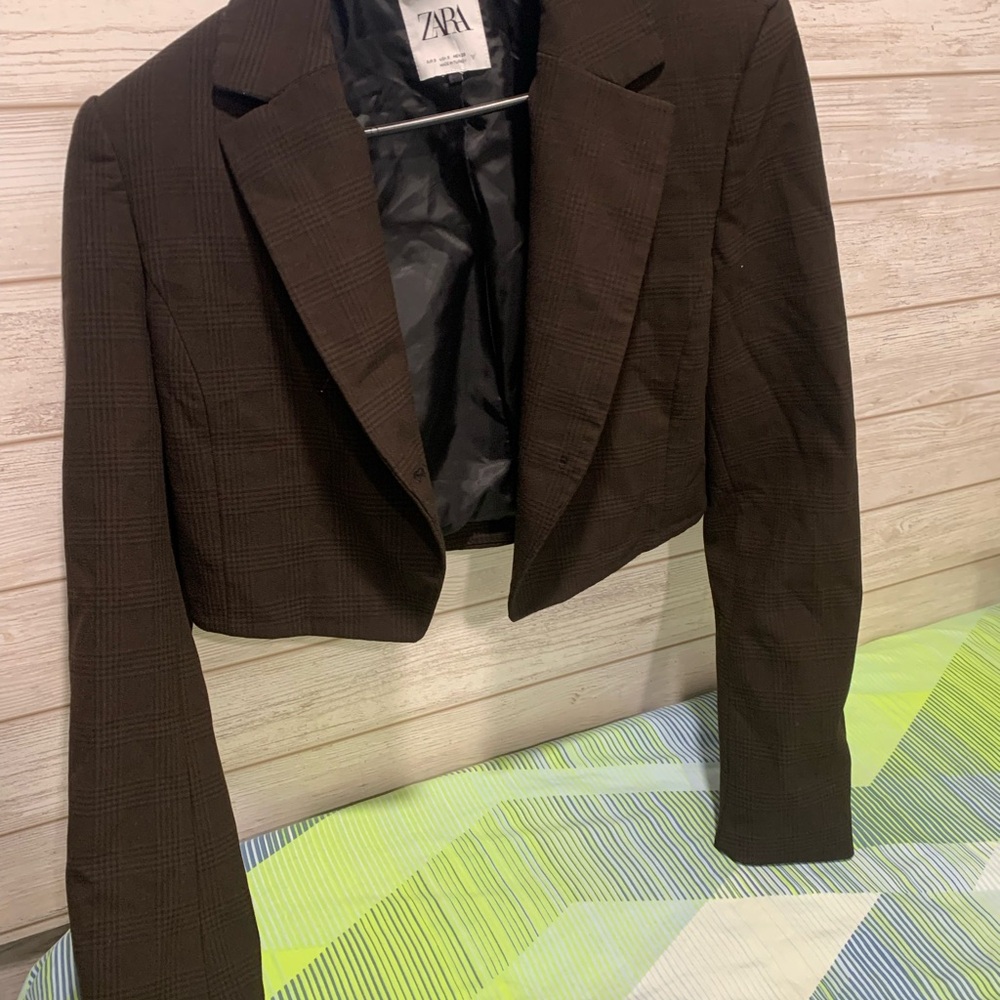Zara Dark Brown Cropped Blazer for Women